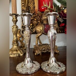 Elegant Vintage Silver Candlestick Holders